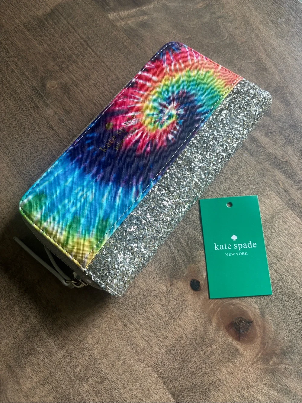 Kate Spade New York Tie-dye Glittered Zip Around Large Wallet